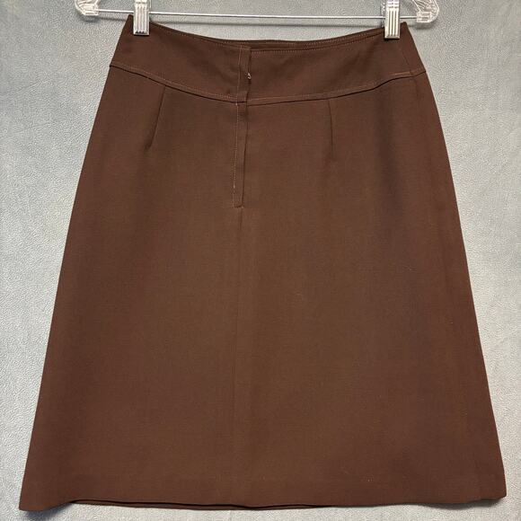 Vintage Handmade Nylon Lined Skirt A Line Chocolate Brown Office Vixen 80s Work - Picture 5 of 8